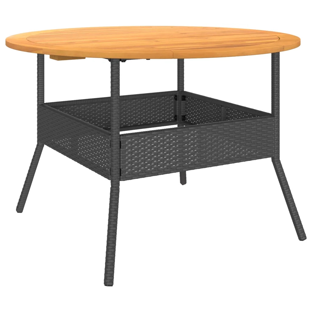 Tavolo Giardino Piano Legno Acacia Nero Ø110x71 cm Polyrattan 368625