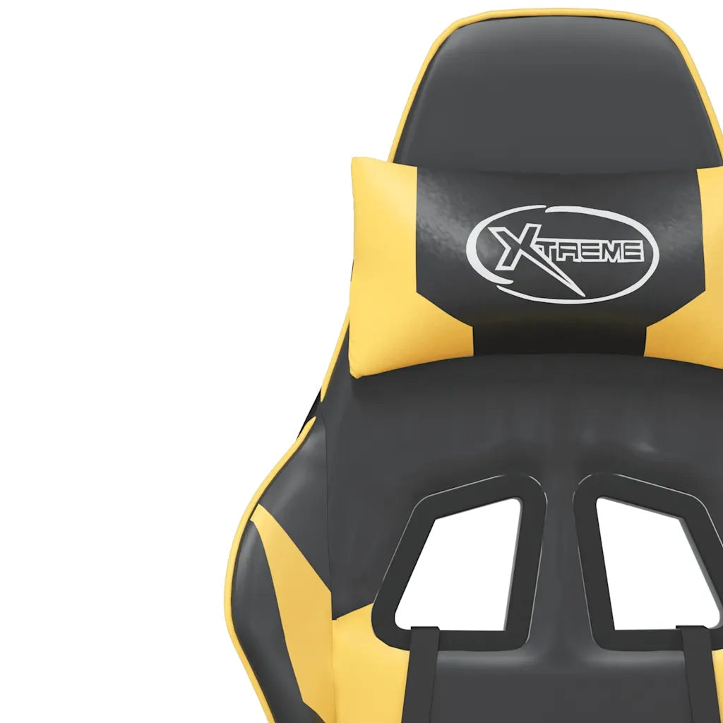 Sedia da Gaming | Sedia da e-sports Massaggiante Nero e Oro in Similpelle