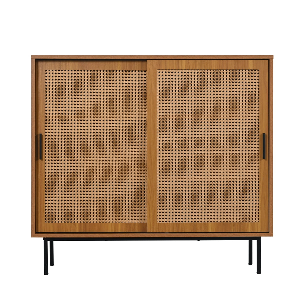 Credenza con Ante Scorrevoli e Ripiani ¨C MINIMAL ¨C Bianco, 100x90x37 cm