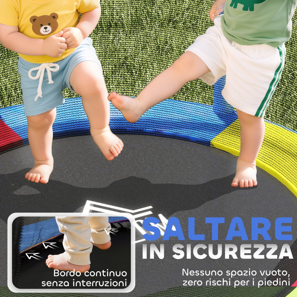 Trampolino elastico per bambini con rete di sicurezza ¨C zephmum ¨C 140x190 cm, multicolore