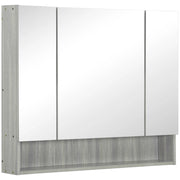 Armadio da bagno con specchio 3 ante ¨C zephmum ¨C grigio 90x15x75cm