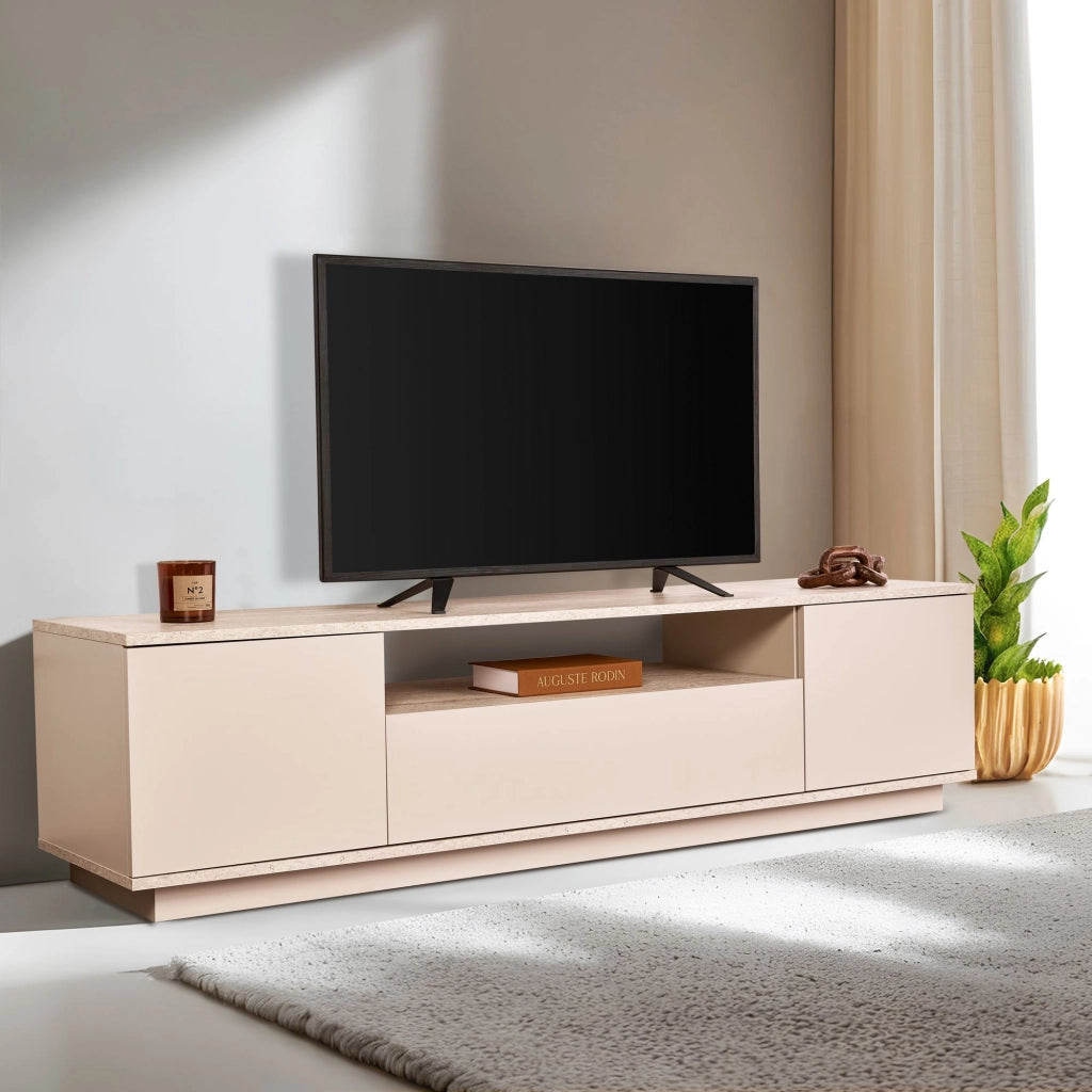 Porta TV in legno "Veramont" - 180 x 44 x 44 cm - Beige