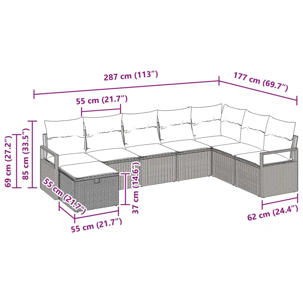 Set di divani con cuscino con archiviazione Marrone polyrattan 3359233