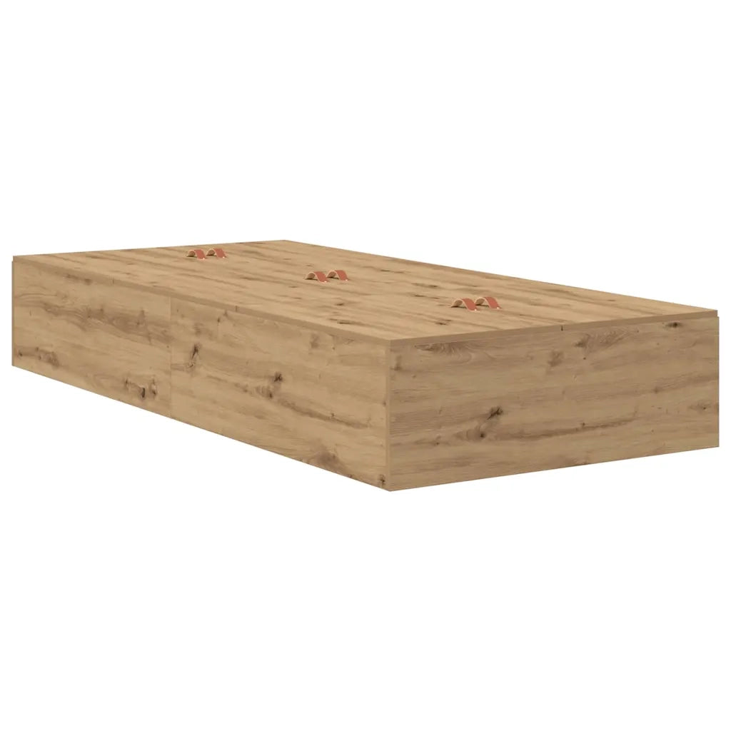 Struttura letto con contenitore-Giroletto con contenitore Rovere artigianale 100 cm