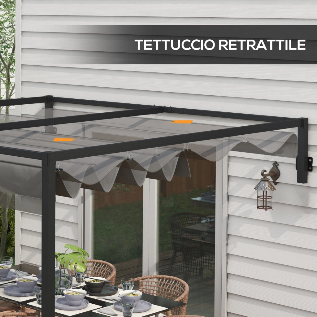 Pergola Gazebo ¨C Minimal ¨C Grigio Acciaio Poliestere 3x4 m