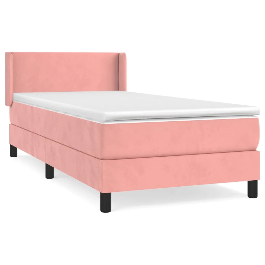 Giroletto a Molle con Materasso-Struttura Letto Rosa 80x200 cm in Velluto 672432