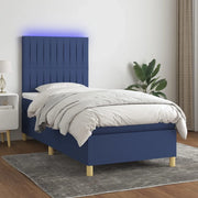 Letto a Molle con Materasso e LED Blu 100x200cm in Tessuto 3135579