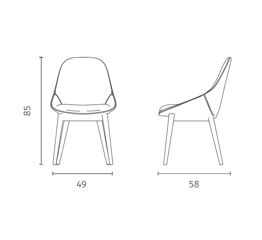 Sedia da pranzo Astrid con struttura in massello di noce e seduta imbottita in tessuto marrone chiaro - Design contemporaneo ed elegante