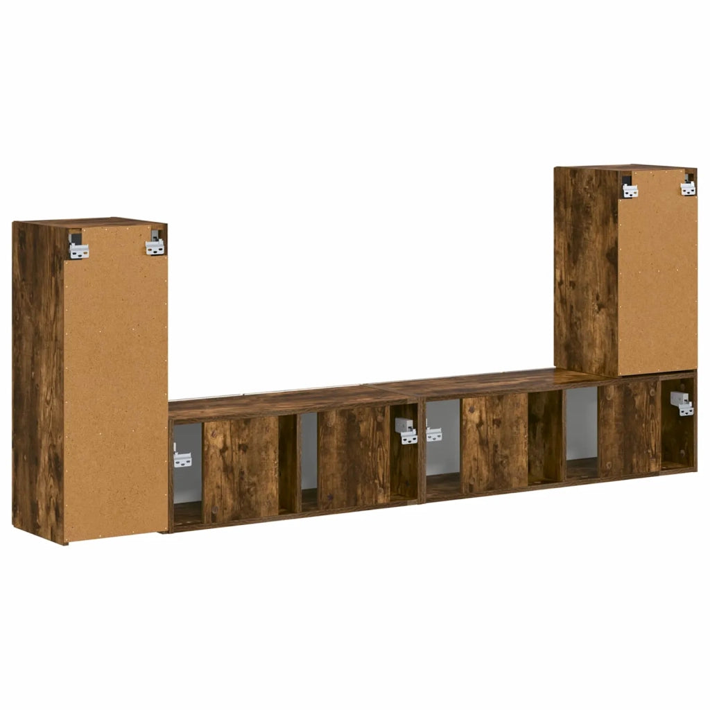 Set mobile TV 4 pz | Armadietto TV | Mobile Porta TV Rovere fum¨¦ Legno multistrato