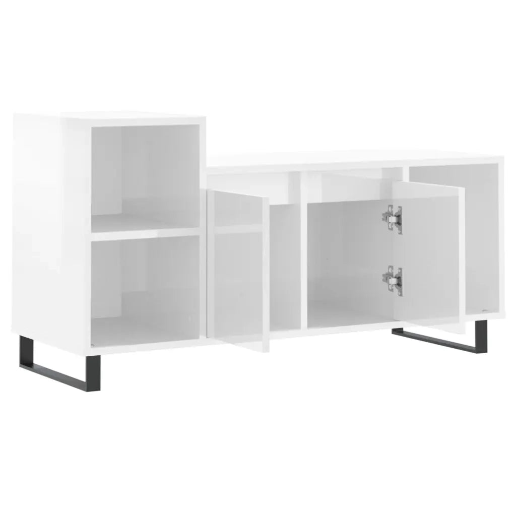 Mobile TV | Armadietto TV | Mobile Porta TV Bianco Lucido 100x35x55 cm in Legno Multistrato
