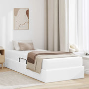 Letto con contenitore e materasso 2 pcs Bianco Pelle