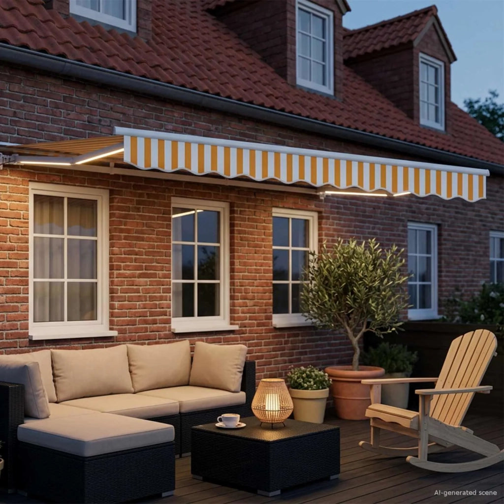 Cornice per Tenda Manuale con LED Giallo e Bianco 2,5 x 2 m 3420498
