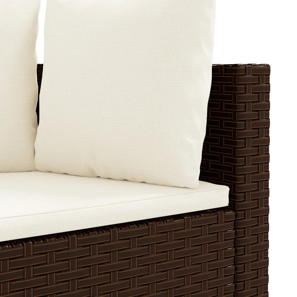 Set Divano da Giardino 4 pz con Cuscini Marrone in Polyrattan