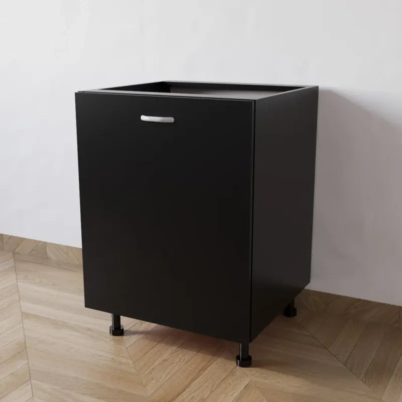 Mobile Base 60 Compreso Di Anta. H 72 Cm L 60 Cm P 55.5 Cm. Spedizione In Kit Nero