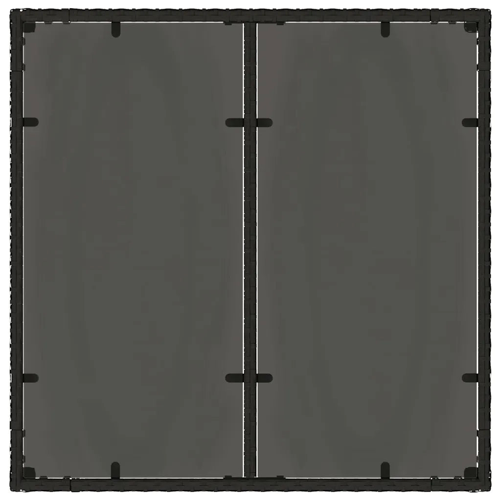 Tavolo da Giardino Piano in Vetro Nero 90x90x75 cm Polyrattan 365525