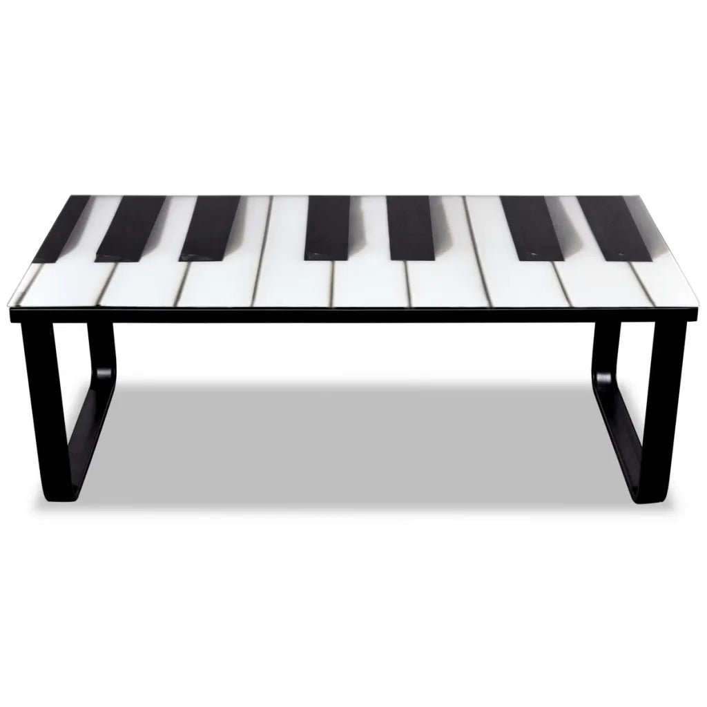 Tavolino da Salotto con Piano in Vetro con Stampa Pianoforte 241174