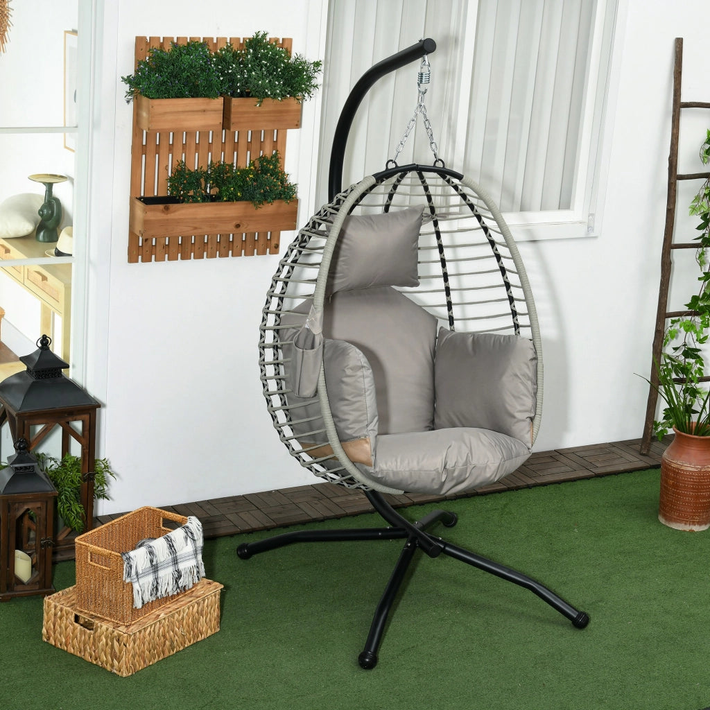 Poltrona a dondolo con cuscini ¨C Minimal ¨C Grigio, tessuto, metallo