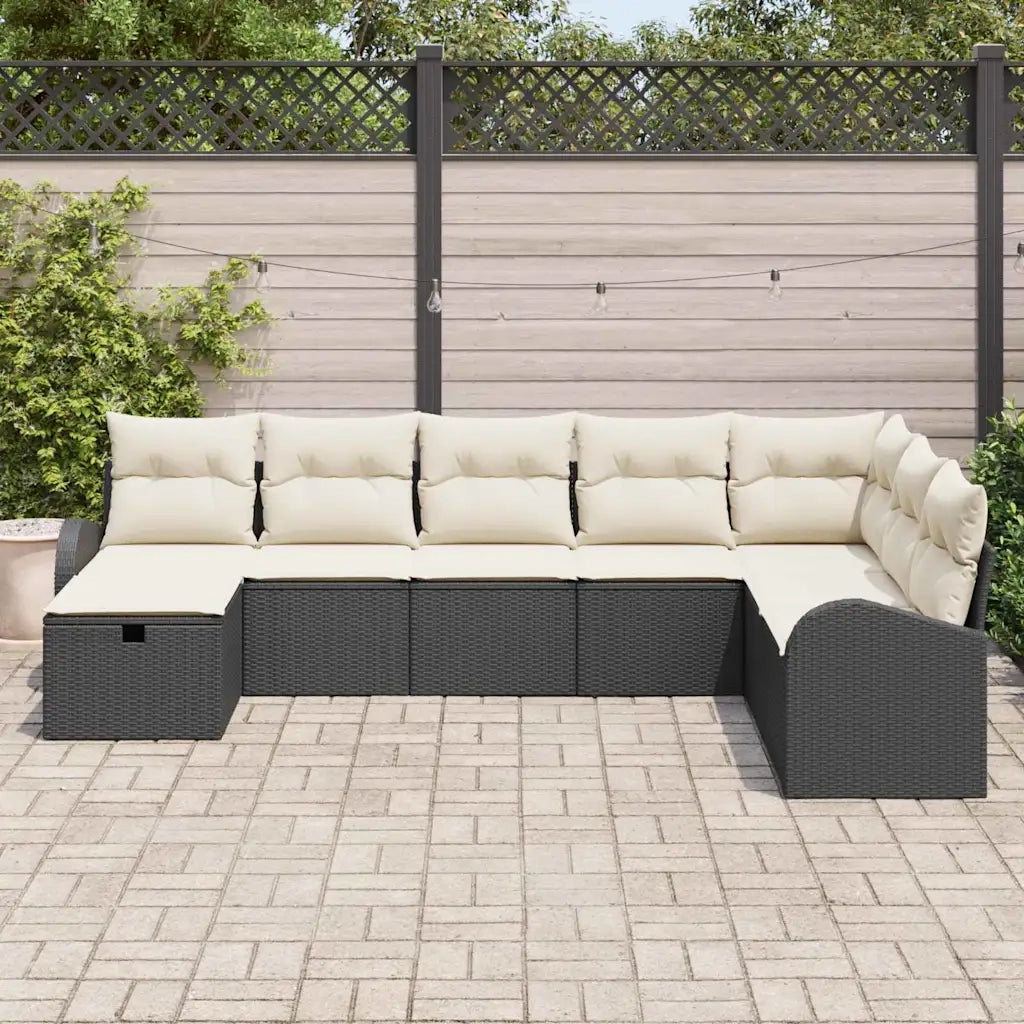 Set di divani con cuscino Nero e crema polyrattan 3359126
