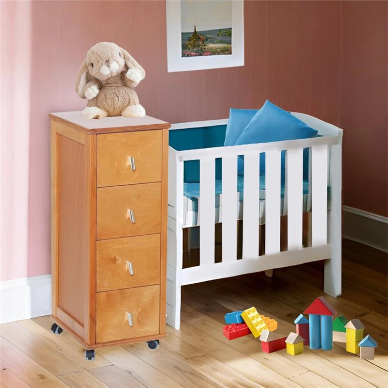 CASSETTIERA POKERINO ROVERE IN FAGGIO BASE INFERIORE MULTISTRATO DI BETULLA 4 CASSETTI RUOTE IN PLASTICA GOMMATA