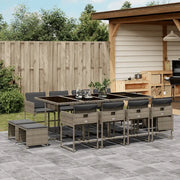 Set da Pranzo da Giardino 13pz con Cuscini Grigio in Polyrattan 3211340