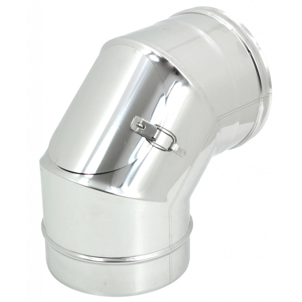 Curva gomito mf da 120mm con ispezione aderente in acciaio inox aisi 304