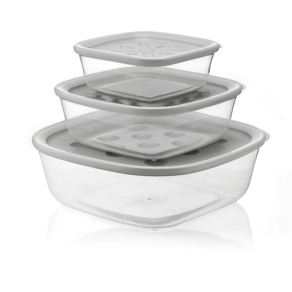 Set 3 contenitori da 570 cc/1400 cc/2950 cc colore grigio