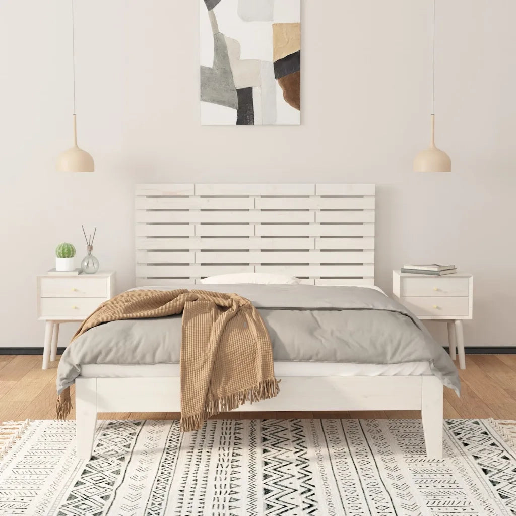 Testiera | Testata da Parete Bianca 146x3x63 cm in Legno Massello di Pino