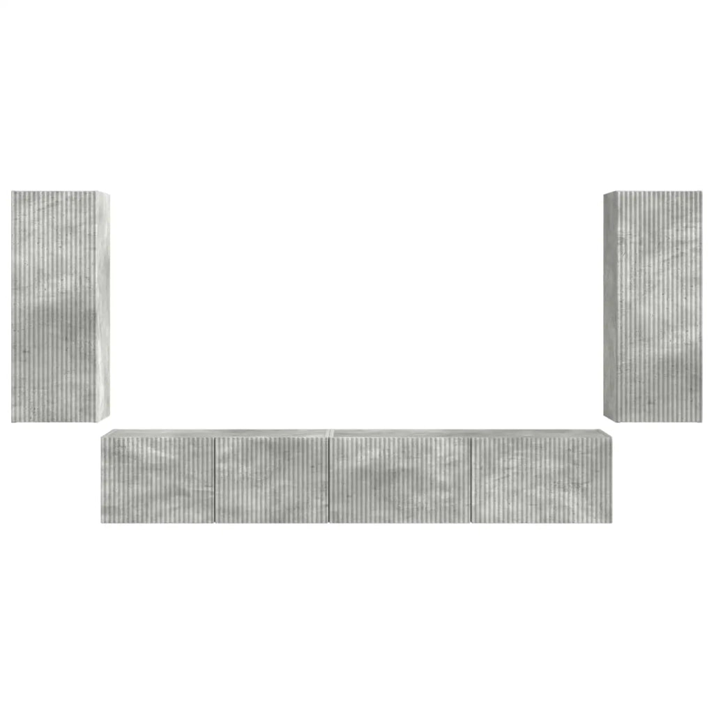 Set mobile TV 4 pz | Armadietto TV | Mobile Porta TV Grigio cemento Legno multistrato