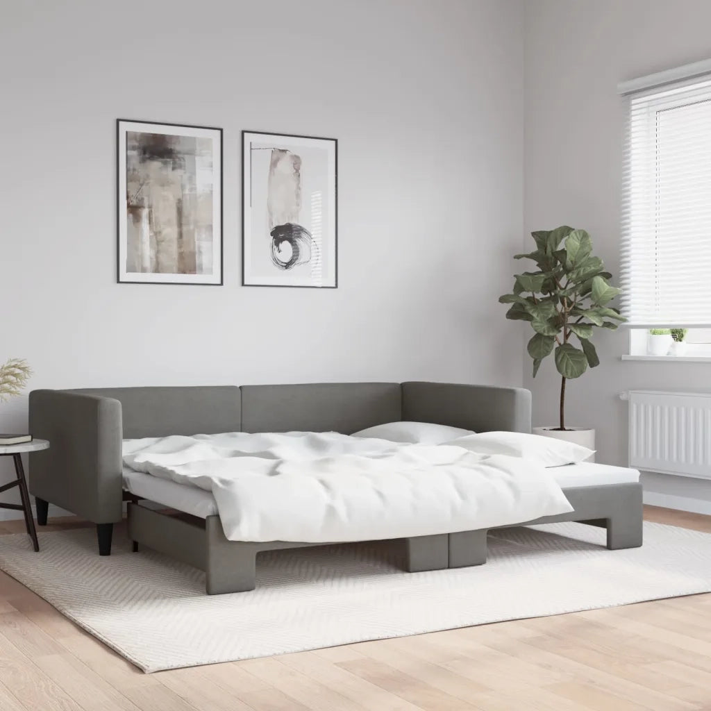 Divano letto | Sof¨¤ letto | Letto singolo Estraibile Grigio Scuro 100x200 Tessuto