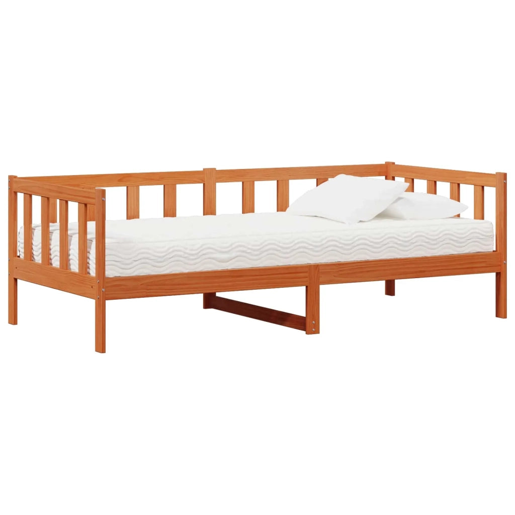 Letto singolo | Letto per adulti | Letto Giorno con materasso Marrone Cera e Bianco 90 x 200 cm