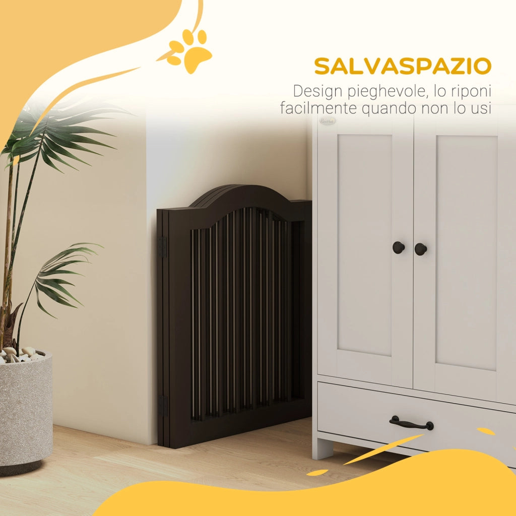 Cancellino per Cani Pieghevole 3 Sezioni ¨C Zephmum ¨C Legno Caff¨¨ 154.5x29.5x61 cm