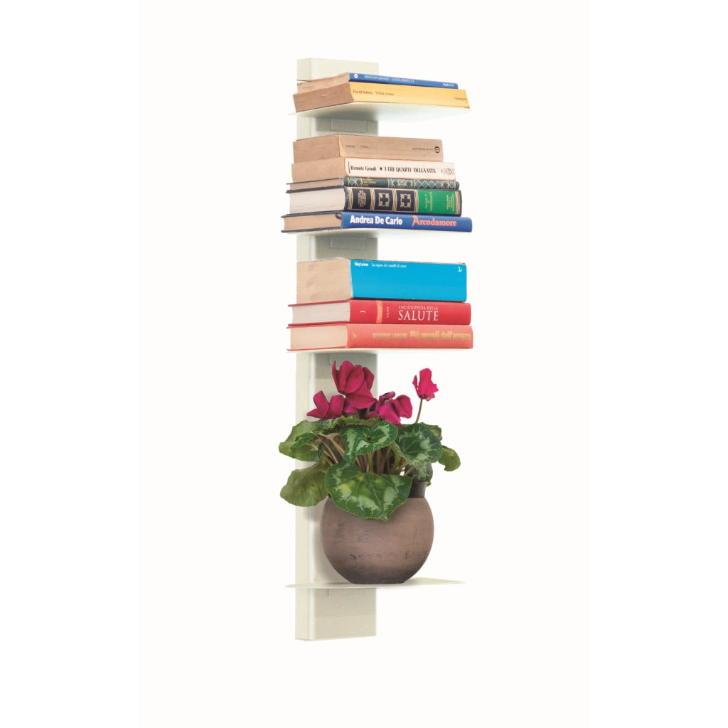 ALUBOX DEMETRA Libreria Da Parete In Alluminio E Lamiera Zincata 83,5X23X21 Cm Libreria Sospesa 6,6 Kg Con 5 Mensole Libri 17x23 Cm Libreria Salvaspazio Con Inserti A L E Attrezzatura COLORE: BIANCA