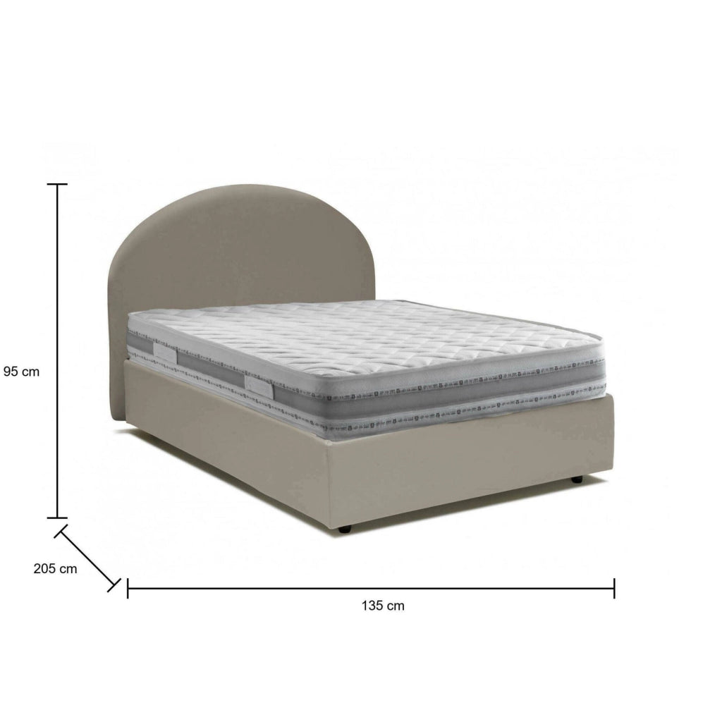 Ambher, Letto Piazza e Mezza Materasso Incluso Made in Italy, Grigio Tortora