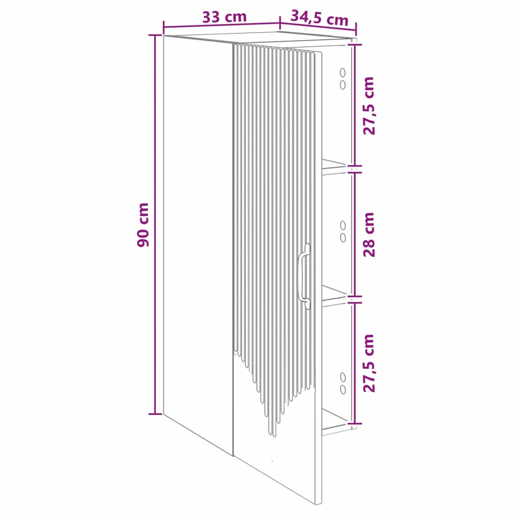 Armadietto a Muro | Mobiletto a muro Rovere Fumo 33 x 34,5 x 90 cm