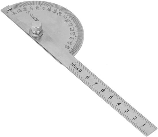 Tavolo di lavoro con Gradenboog in acciaio inossidabile 180 gradi - Roterende Hoekzoeker - Digitale Hoekmeter - Liniaal rettilineo 100mm - Semi cerchio 90mm - Precisione 1mm/1°