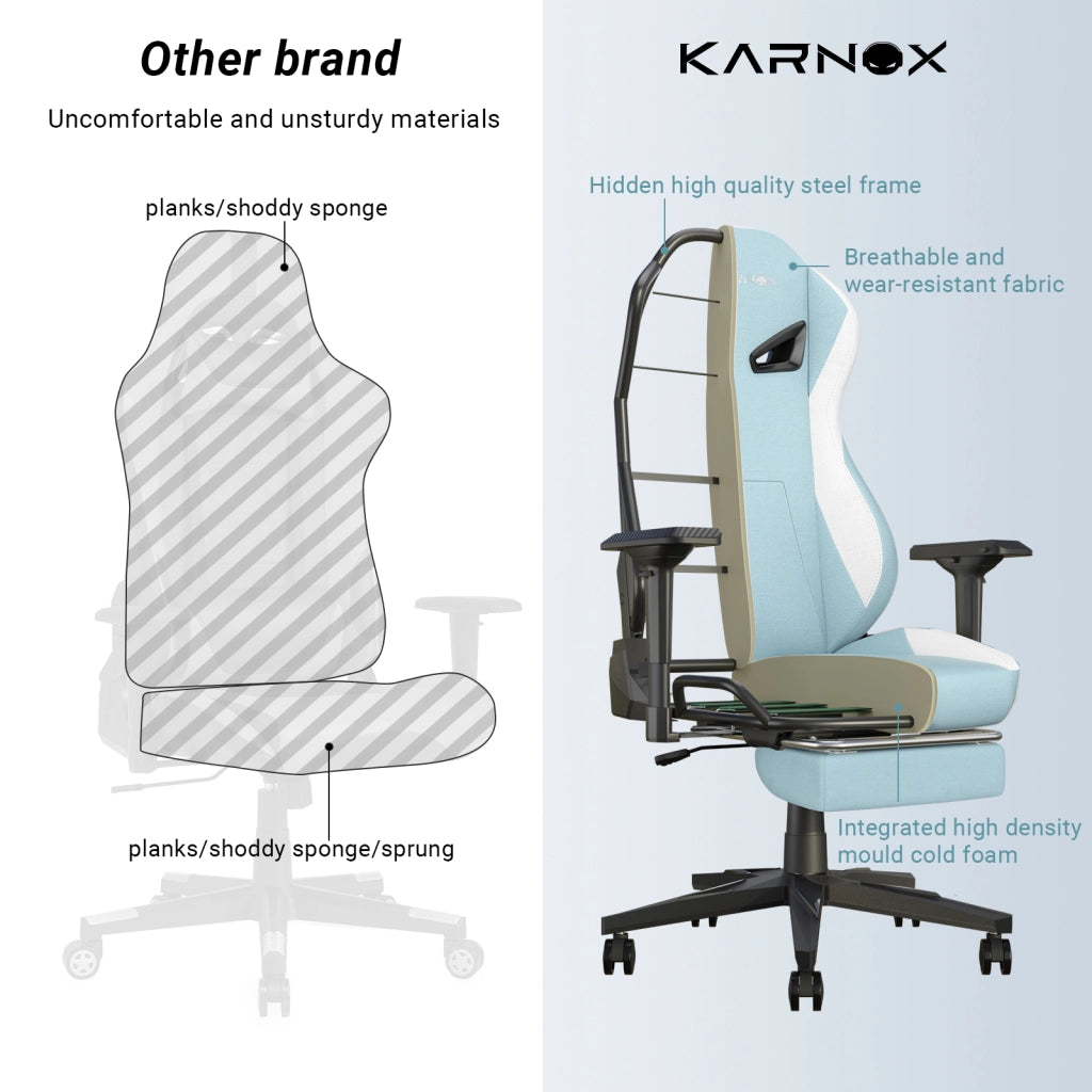 Sedia da gaming ergonomica KORNOX in tessuto con poggiapiedi per adulti, sedia da ufficio con schienale alto, sedia da gaming da corsa in tessuto rego