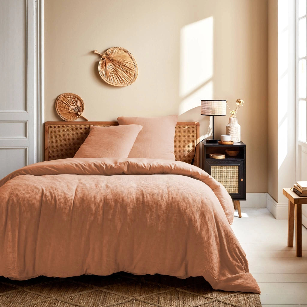 Set biancheria da letto di cotone pesca