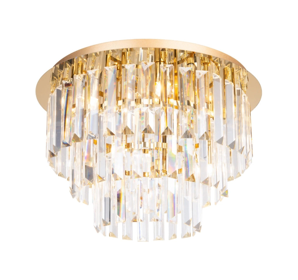Plafoniera crystal glamour oro Monaco 9xG9 di Maxlight