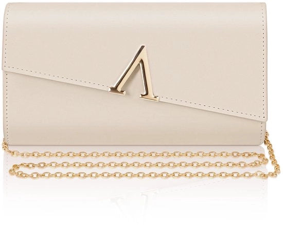 Clutch elegante con cinturino rimovibile, borsa da sera in pelle naturale, borsa a tracolla con chiusura a zip per donna, borsa da sposa per matrimonio, festa, gala (23 x 13 x 5 cm)