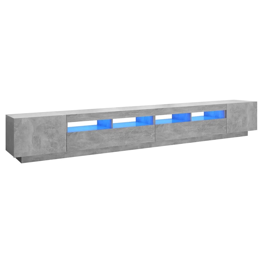 Mobile Porta TV con Luci LED-Credenza TV Grigio Cemento 300x35x40 cm