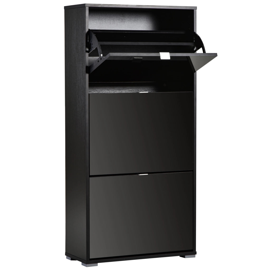 Scarpiera 3 ante 3 compartimenti ¨C zephmum ¨C legno laccato nero 60x26x124 cm