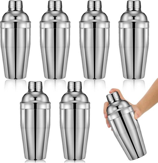 Shaker per cocktail professionale in acciaio inossidabile con setaccio integrato per la preparazione di cocktail, shaker per cocktail senza perdite per feste di bar, strumento per la preparazione di cocktail (18,6 oz, argento)