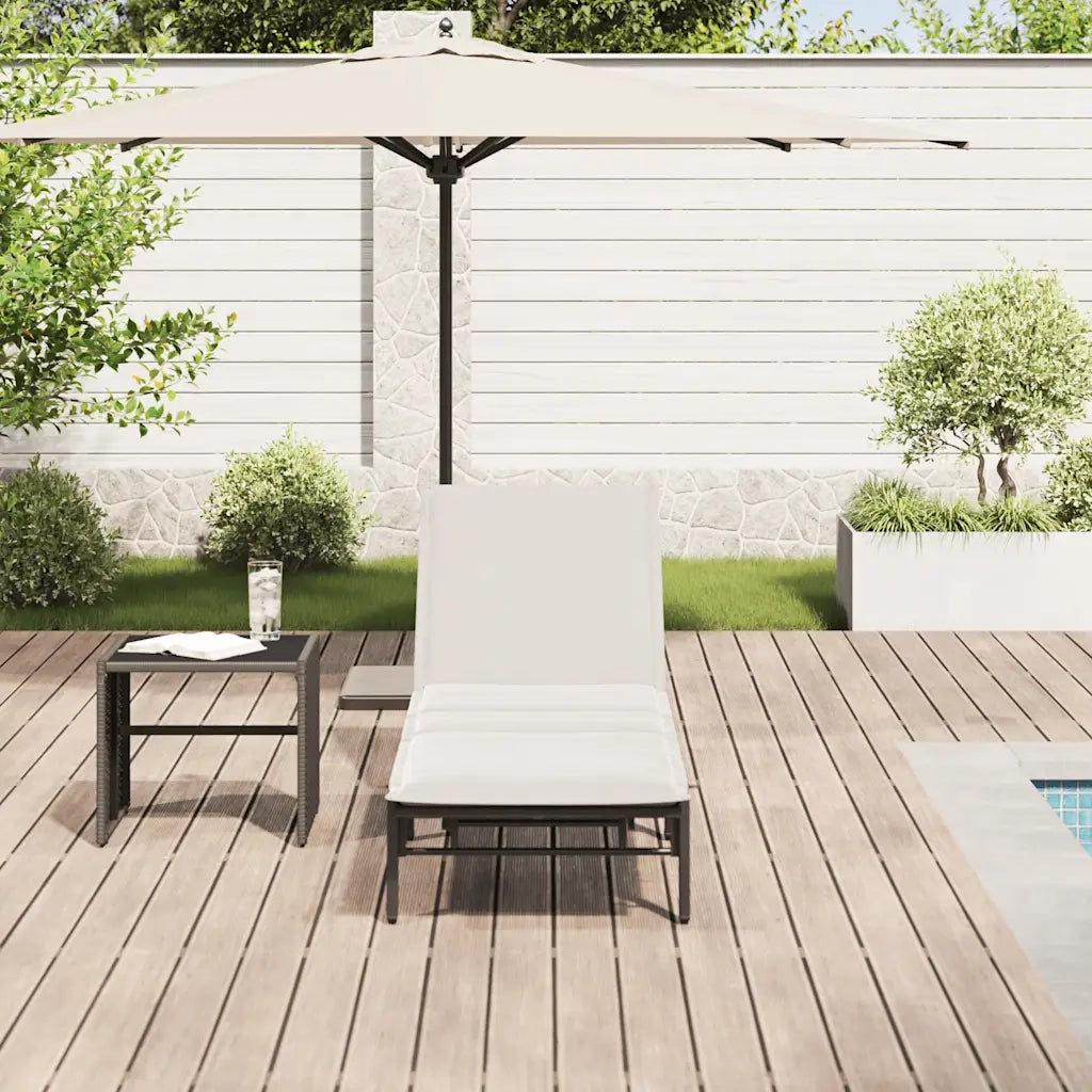 Lettino Prendisole con Cuscino Nero in Polyrattan 4104079