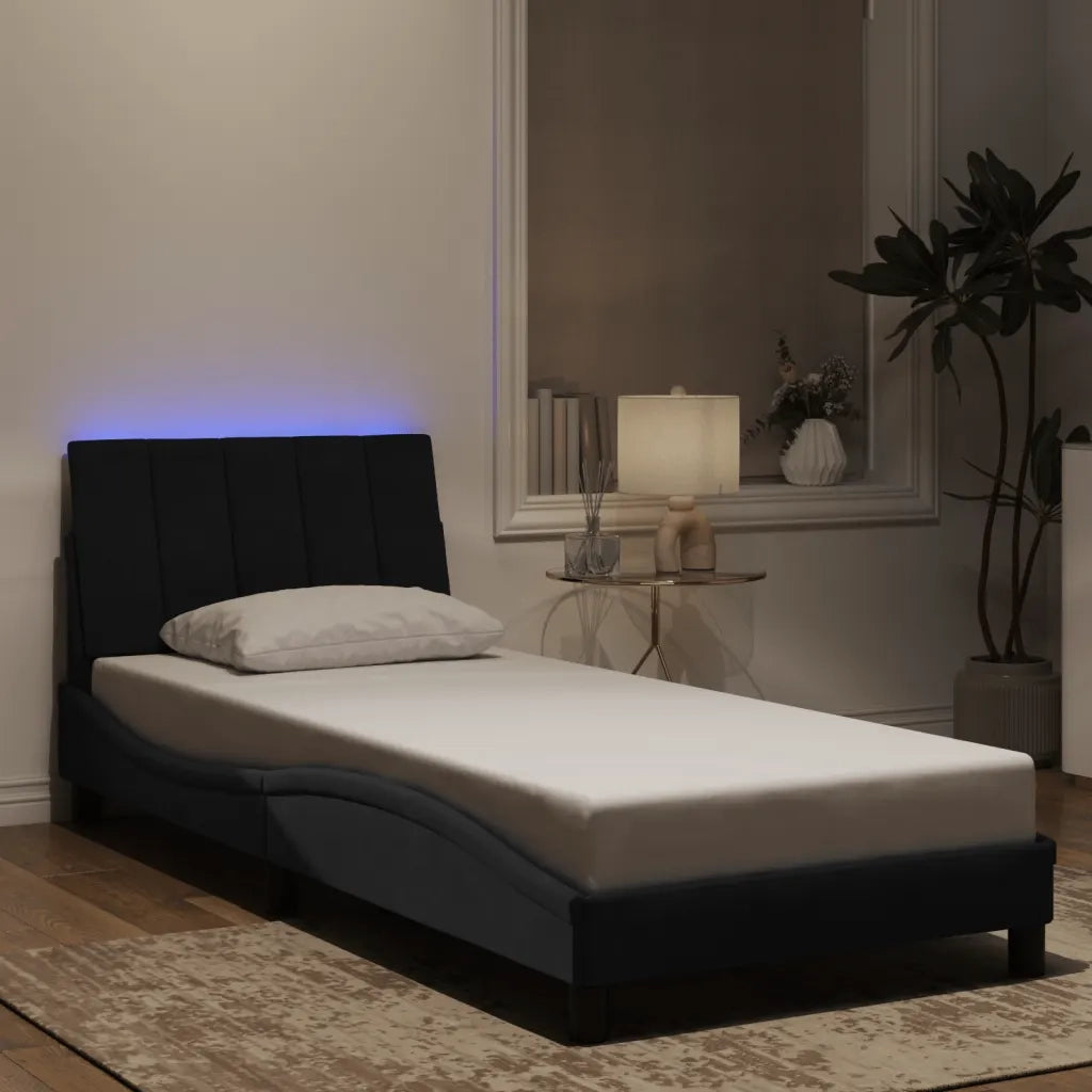 Giroletto con LED senza Materasso Hanko Nero 80x200 cm in Velluto 3213747