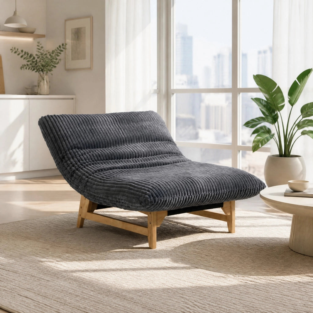 POLTRONA Beanbag per adulti 84x62x22 cm in corduroy grigio