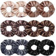 Accessori per capelli a 12 pezzi - Scrunchies in seta - Basi di capelli spesse - Trecce morbide - Accessori capelli per donne