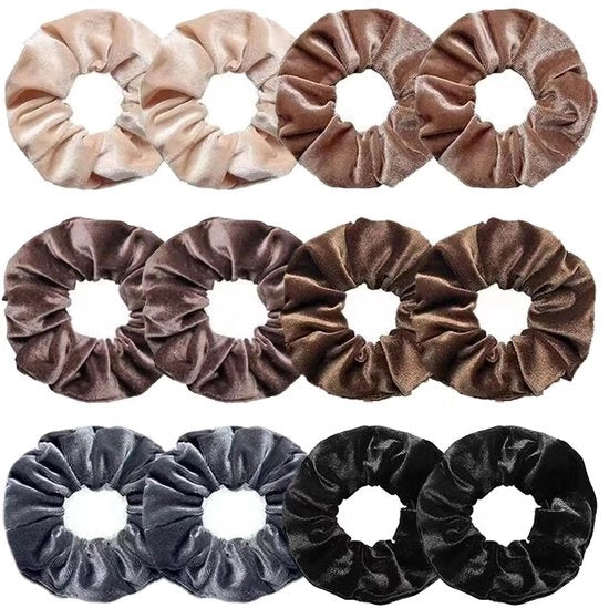 Accessori per capelli a 12 pezzi - Scrunchies in seta - Basi di capelli spesse - Trecce morbide - Accessori capelli per donne