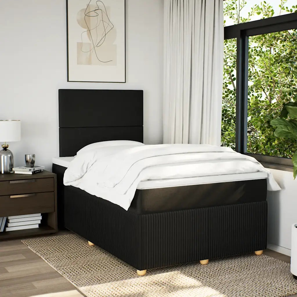 Giroletto a Molle con Materasso Nero 120x200 cm in Tessuto