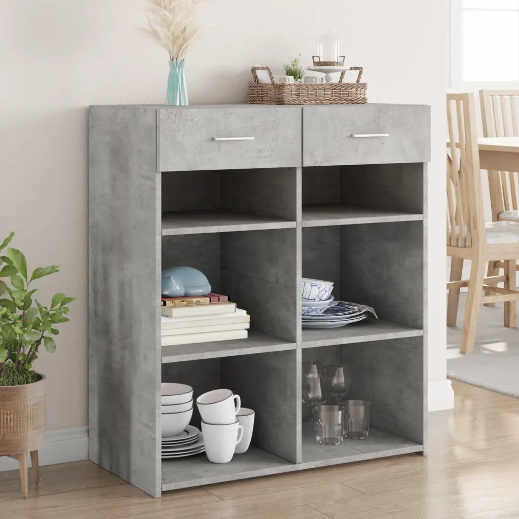 Credenza | Madia | Buffet da pranzo | Armadio da pranzo Grigio Cemento 80x42,5x93 cm in Legno Multistrato
