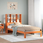 Letto Libreria senza Materasso-Struttura Letto con contenitore Marrone Cera 100x200 cm in Pino 430473